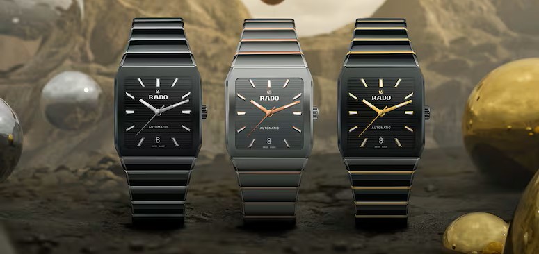Rado Anatom Automatic plazma seramik, gri lake kadran ve pembe altın renkli orta halkalar